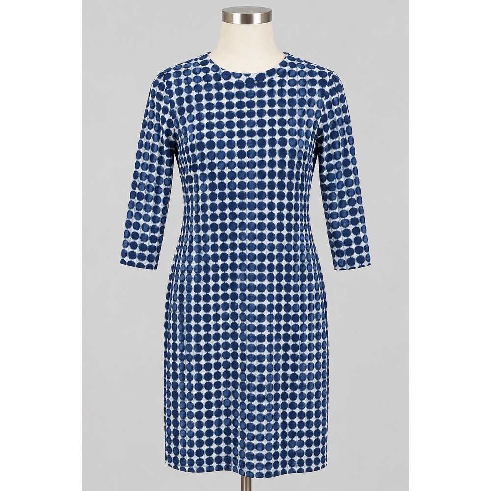 J McLaughlin Dress Womens XS Blue White Geometric Catalina Cloth Fall Preppy